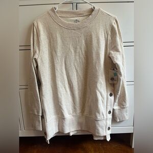 Cream Button-Detail Pullover